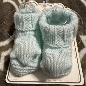 Cozy Knit Baby Booties in Light Blue